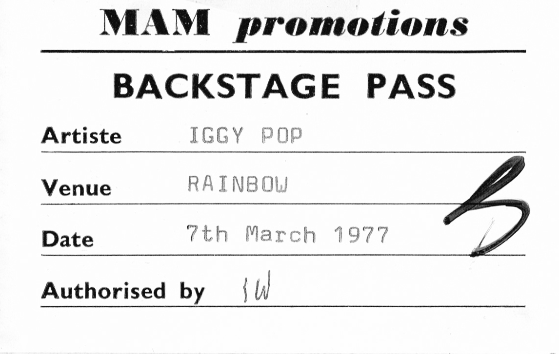 v back stage pass iggy rainbow