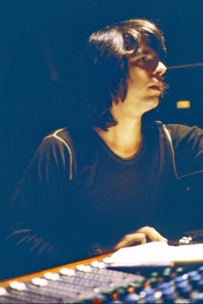 Tony Visconti at his desk At Good Earth by Ricky Gardiner